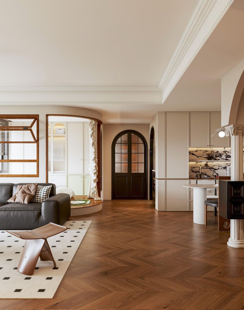 中古风混搭轻法式，动线与颜值双满分的绝美之家！