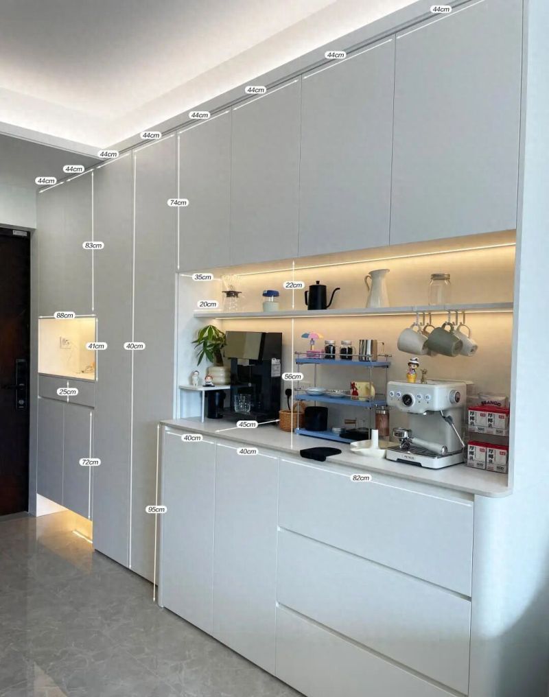 餐边柜设计全攻略，尺寸布局+收纳技巧，小空间大利用！