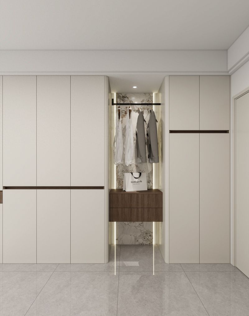 玄关妆台一体设计，全屋定制的高级收纳美学