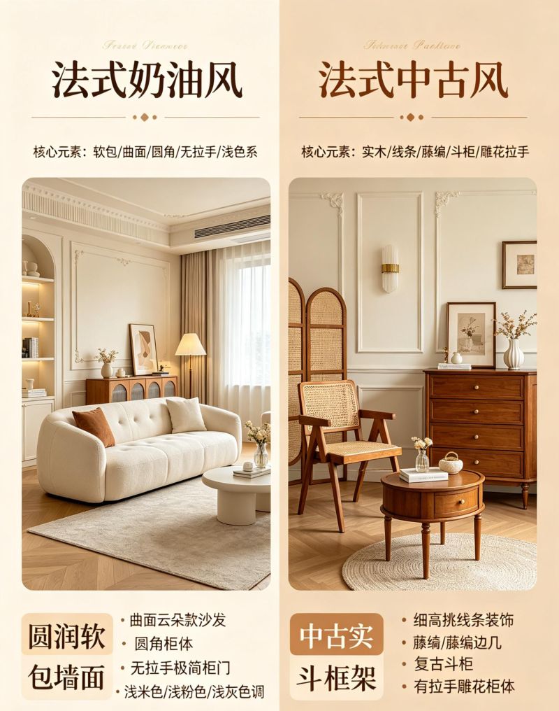 同款法式不同气质｜奶油风 & 中古风选型指南 - 家居知识