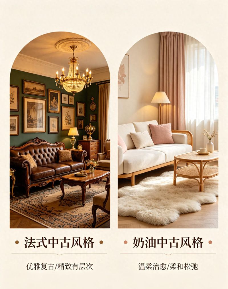 装修风格怎么选？法式中古与奶油中古全方位对比解析
