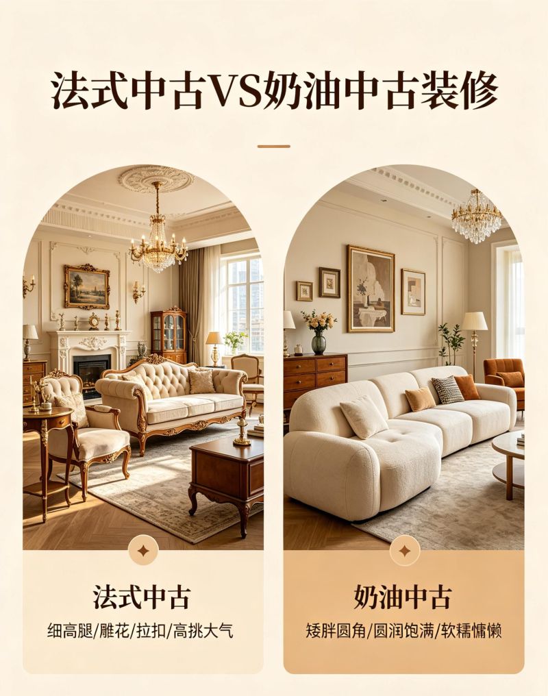 装修风格怎么选?法式中古与奶油中古全方位对比解析 装修选款纠结!法式中古 vs 奶油中古大对决 - 家居知识