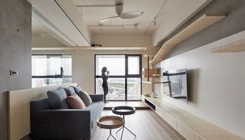 水泥 + 原木工业风小户型，开放式客餐厨一体，毛坯质感越住越耐看 - 今日头条