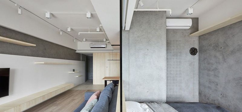 水泥 + 原木工业风小户型，开放式客餐厨一体，毛坯质感越住越耐看 - 家居知识