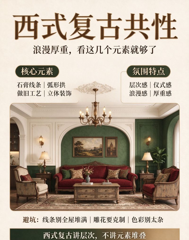 一文看懂中式VS西式复古装修:风格、适配户型与避坑 - 今日头条 一文看懂中式VS西式复古装修:风格、适配户型与避坑 - 家居知识