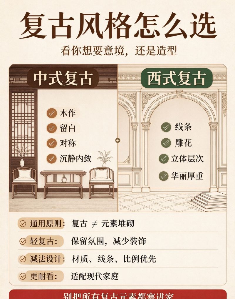 一文看懂中式VS西式复古装修:风格、适配户型与避坑 - 今日头条 一文看懂中式VS西式复古装修:风格、适配户型与避坑 - 家居知识
