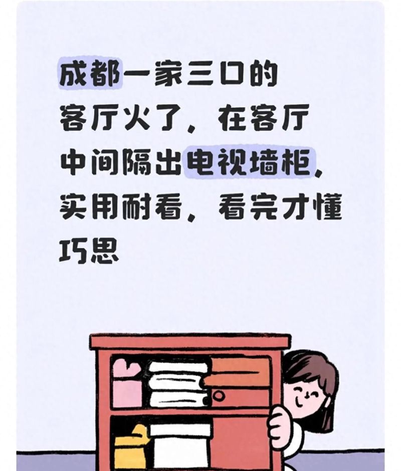 成都一家三口的客厅火了，在客厅中间隔出电视墙柜，实用耐看 - 今日头条